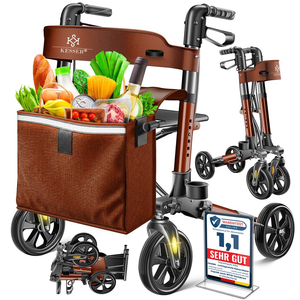 KESSER® Rollator Aluminium faltbar, höhenverstellbar & bis Produktbild 