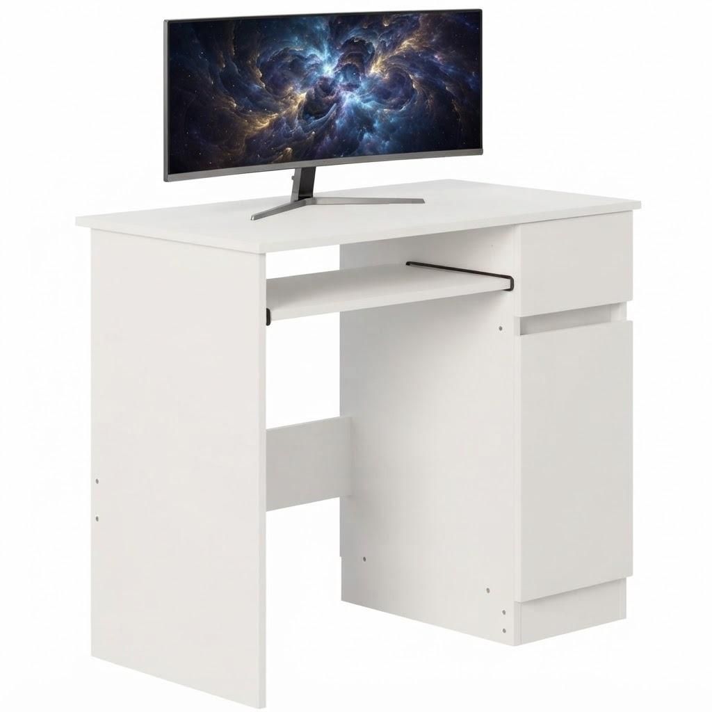 Počítačový stôl, biely, moderný, v štýle pre mládež, so Obrázok produktu 