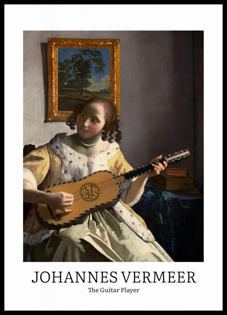 Plakat 50x70cm Design Gitarrenspieler, Vermeer Vintage für das Wohnzimmer