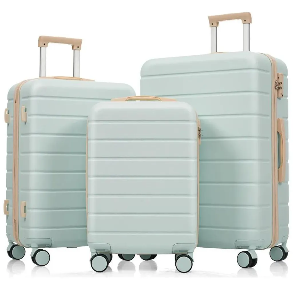 Valises rigides Spinner CQY vertes, coque antichoc et roulettes fluides 360°