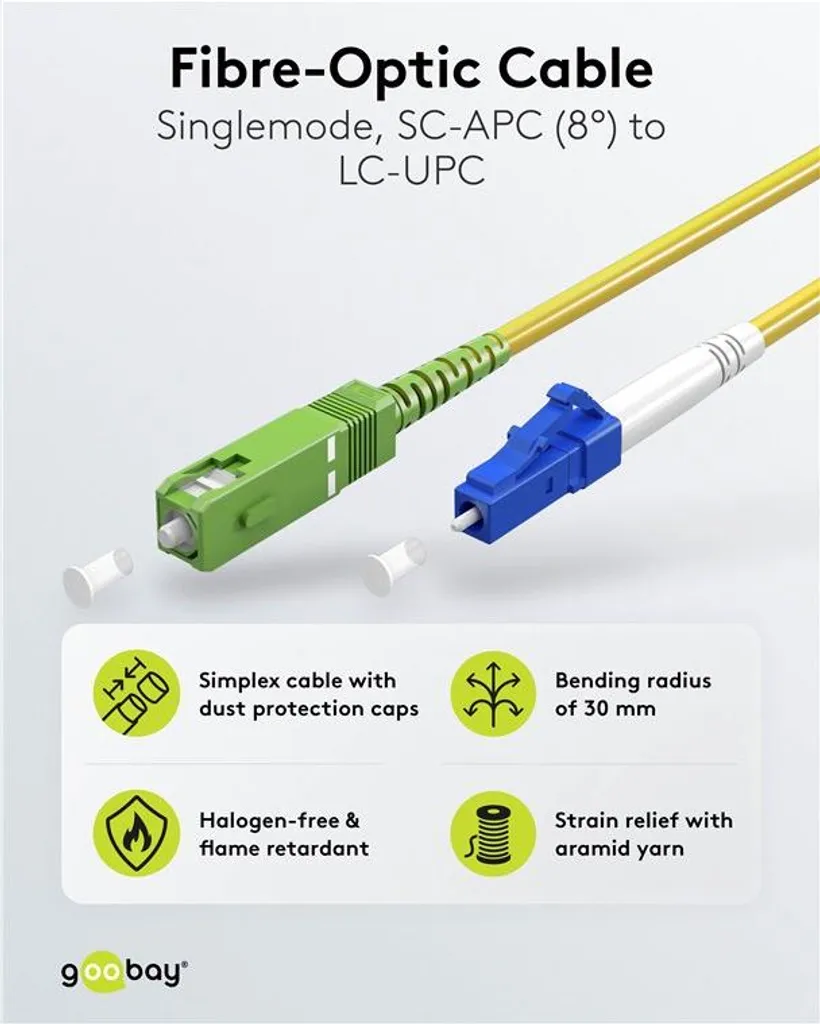 Cavo Fibra Ottica OS2 Goobay 59655 25m SC/APC-LC/UPC Giallo - 2