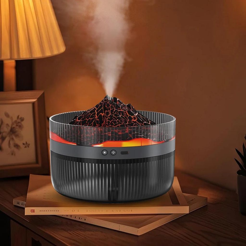 Flammeffekt Luftbefeuchter - Aroma Diffuser/Ätherische Öle - Kapazität 1,1–2,5 l - USB 5 V, 5 W - Leise <36 dB - Tischgerät, Tragbar