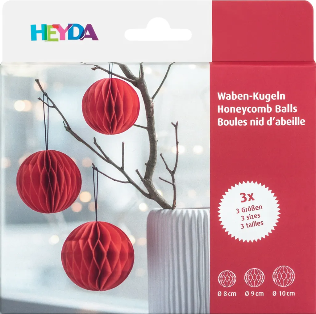 Heyda 204870717 Set di palline a nido d'ape, rosso