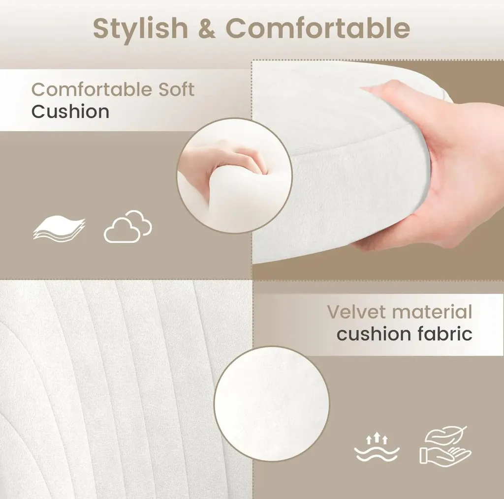Tabouret à roulettes réglable avec dossier ergonomique blanc moderne