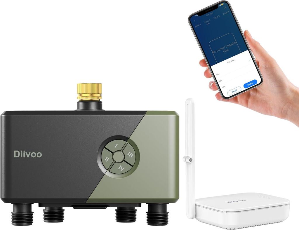 Diivoo WLAN Bewässerungscomputer 4 Ausgänge Produktbild 