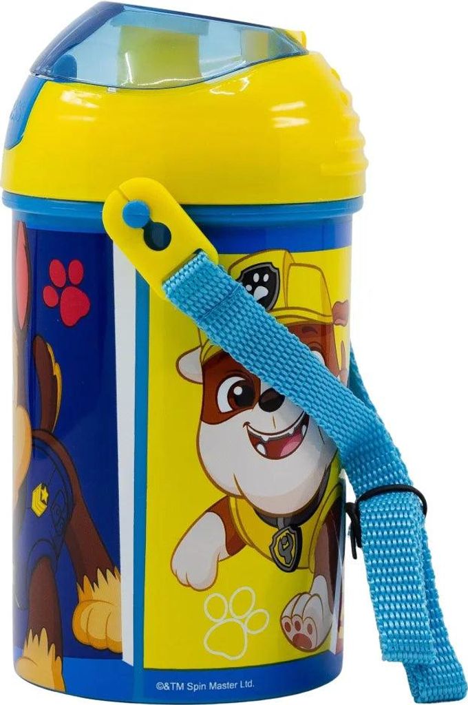 Paw Patrol Kinder Wasserflasche Flasche mit Trinkhalm Gurt 450 ml