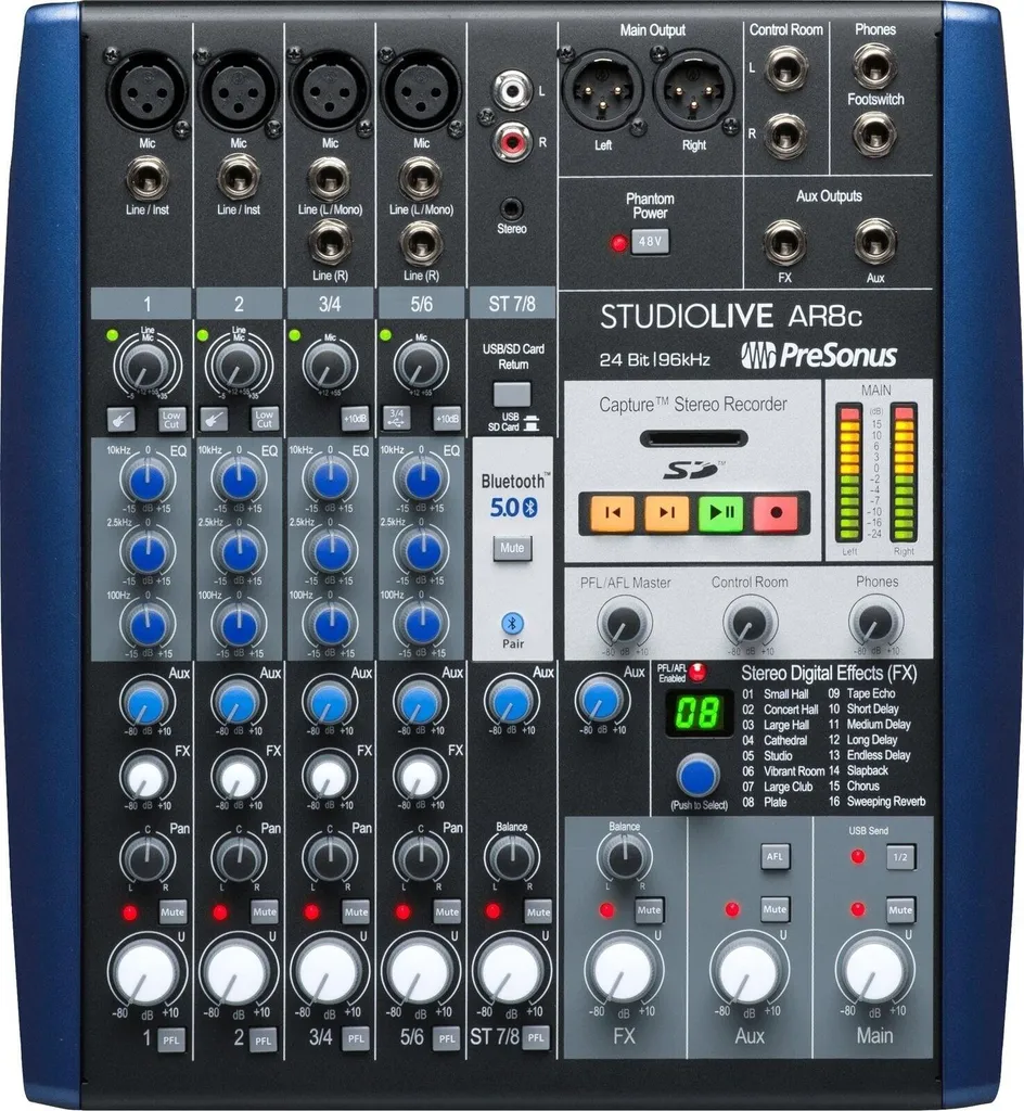 Console de Mixage Analogique PreSonus StudioLive AR8c avec Enregistreur SD