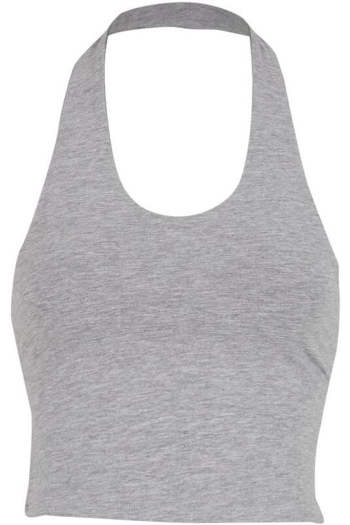 Urban Classics Top Damen Ladies Basic Neckholder Jersey Top grau meliert XS