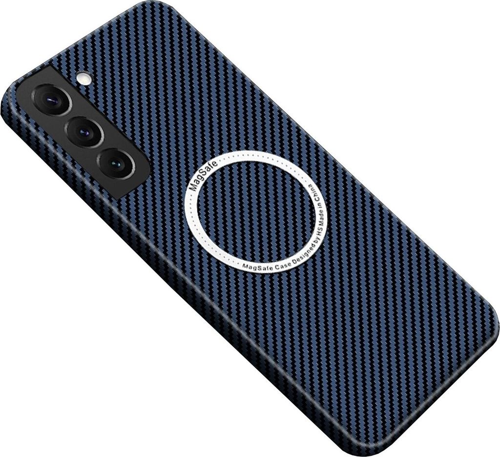 Für Samsung Galaxy S25 Plus 5G MagSafe Design Ultra Dünn Carbon Textur Hülle Blau