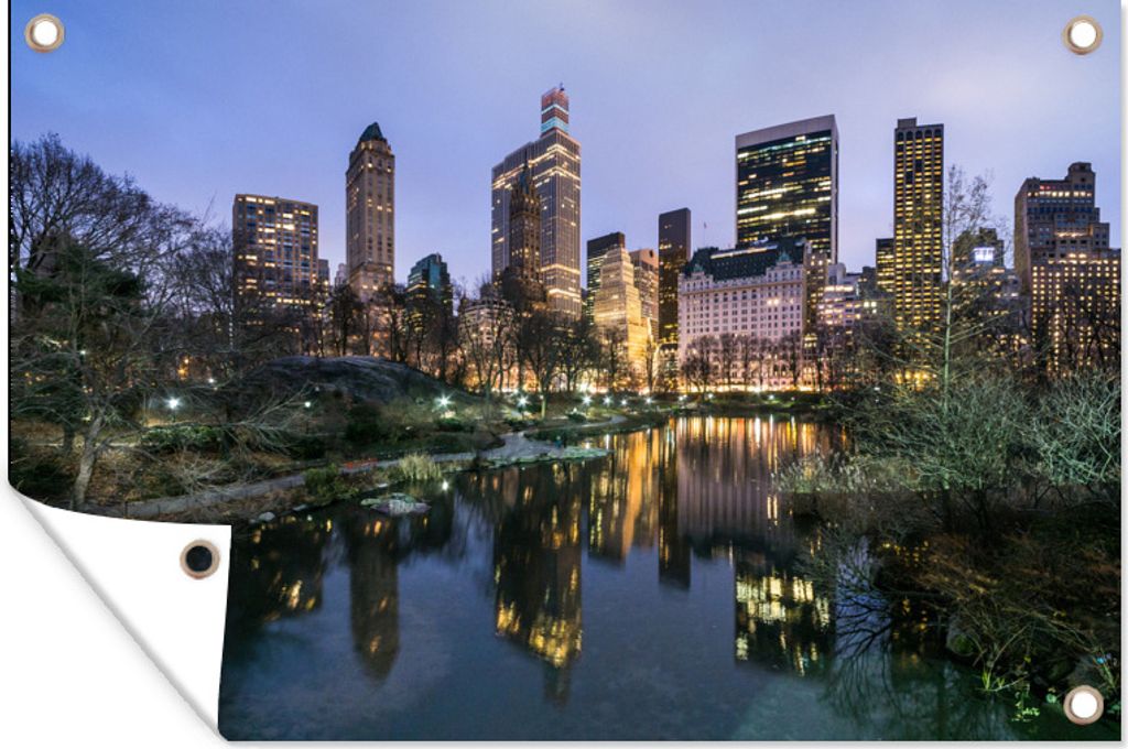 MuchoWow 90x60 cm Outdoor-Poster Gartendeko Sichtschutz Garten Poster für den Garten Central Park bei Nacht