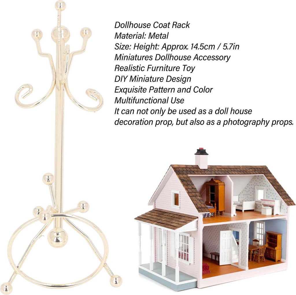 Puppenhaus-Garderobe im Maßstab 1:12, Miniaturen, Hutständer, realistische Miniatur-Möbel, Zubehör, Spielzeug