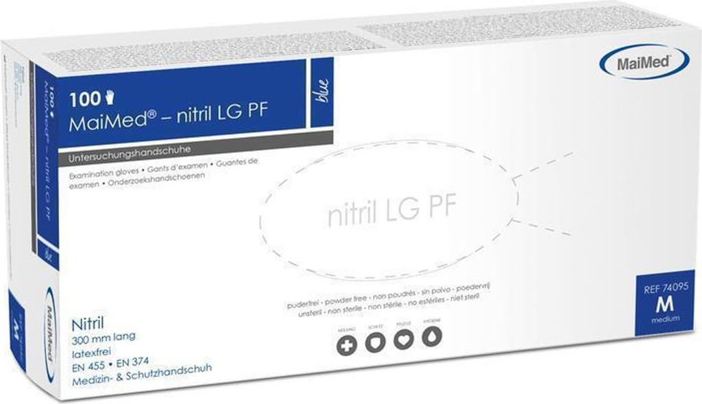 MaiMed Nitril LG PF | 1000 Nitrilhandschuhe | blau | Gr. S | Einweghandschuhe