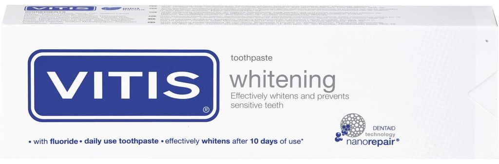 VITIS Whitening Zahnpasta hellt die Zähne effektiv auf und schützt den Zahnschmelz, 100 ml Zahncreme