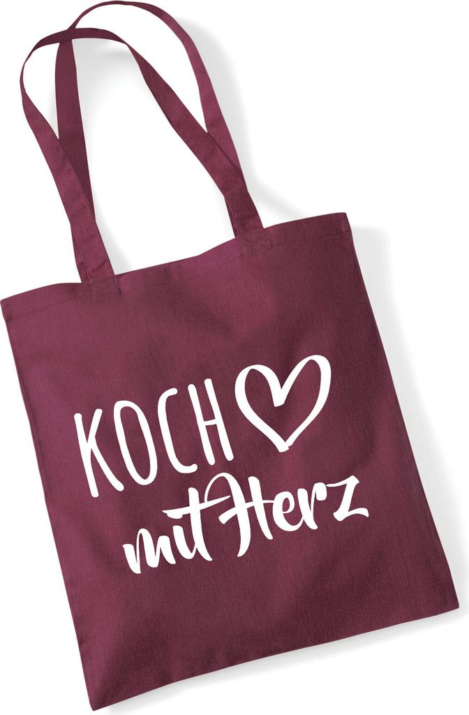 Huuraa Jutebeutel Koch mit Herz 10 Liter Burgundy Baumwolle Tasche Geschenkidee