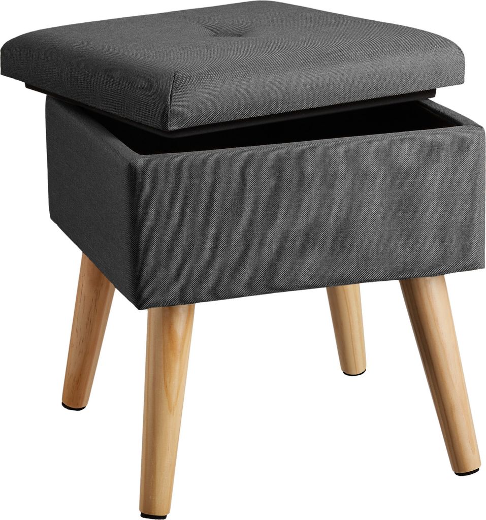 tectake® Sitzhocker mit Stauraum Elva in Leinenoptik Produktbild 