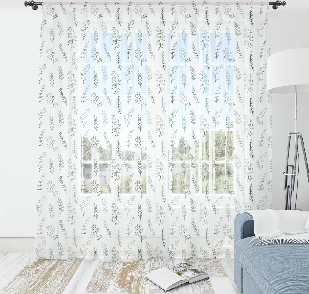ABAKUHAUS Arazzo Botanico 240x274 - Raso Setoso Verde Acqua