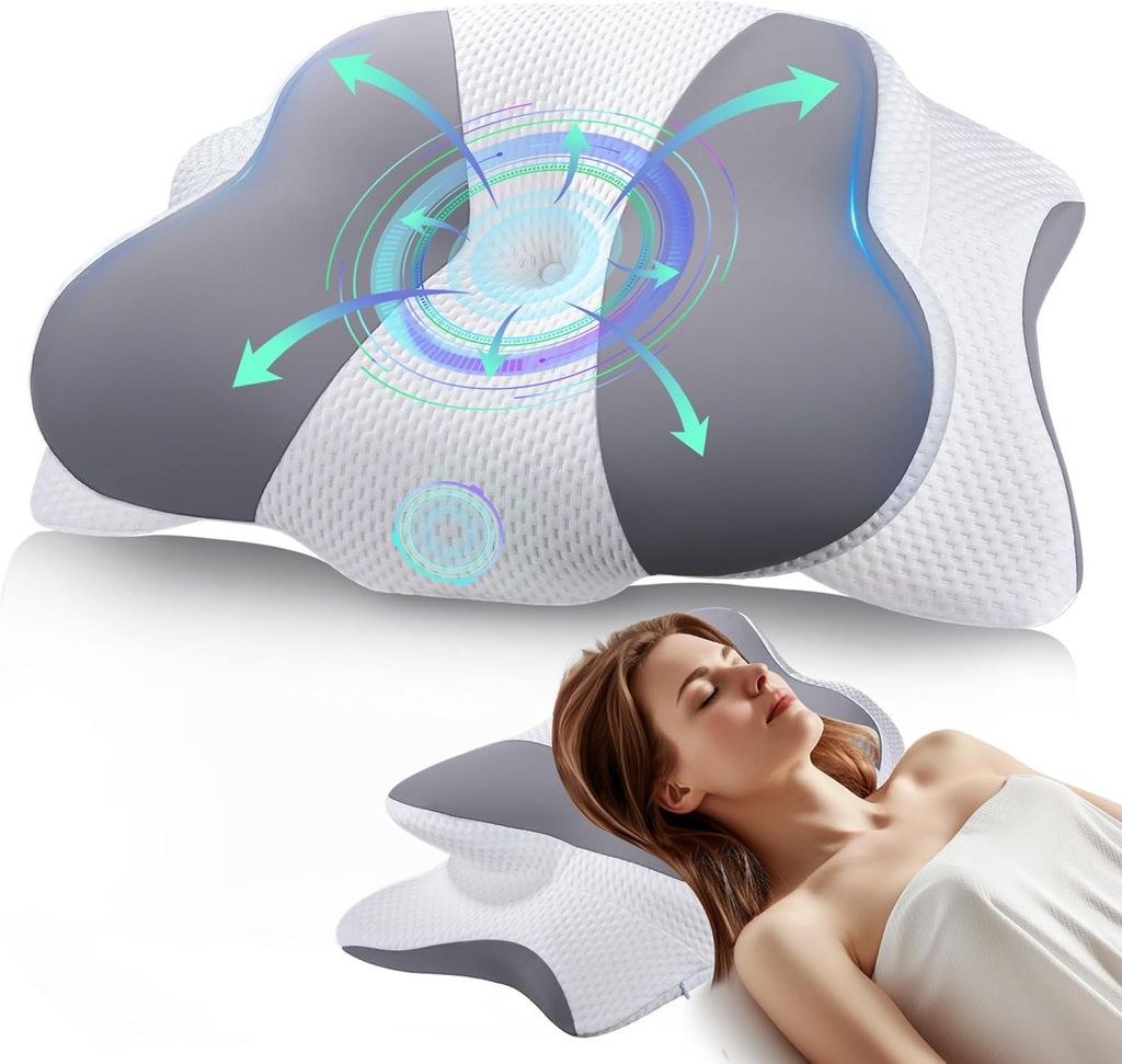 Nackenstützkissen, Memory Foam Nackenkissen, Orthopädisches Kissen, Kopfkissen, Nackenschmerzen, Ergonomisches, für Seiten, Rücken & Bauchschl...