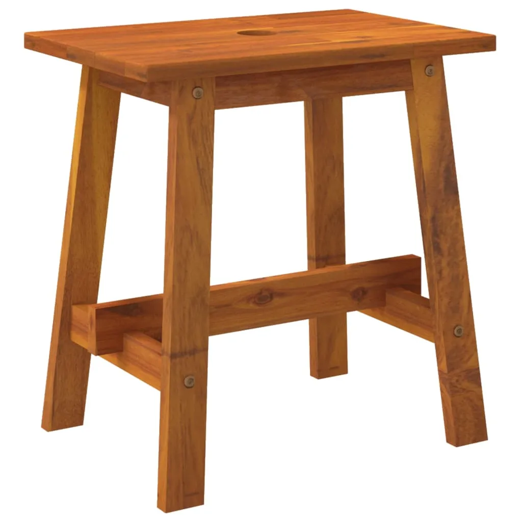 Tabouret en Bois Massif 45 cm - Siège d'Appoint Robuste Rectangulaire - 3