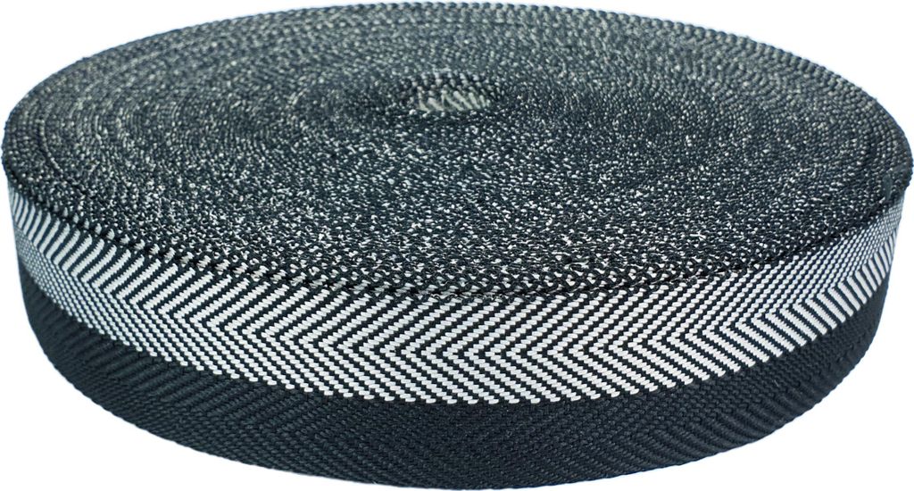 Teppicheinfassband 4x1000 cm - Schwarz – Grau - Einfassband aus Polyester mit Fischgrätenmuster zum Annähen - Teppichband zum Kantenschutz und ...