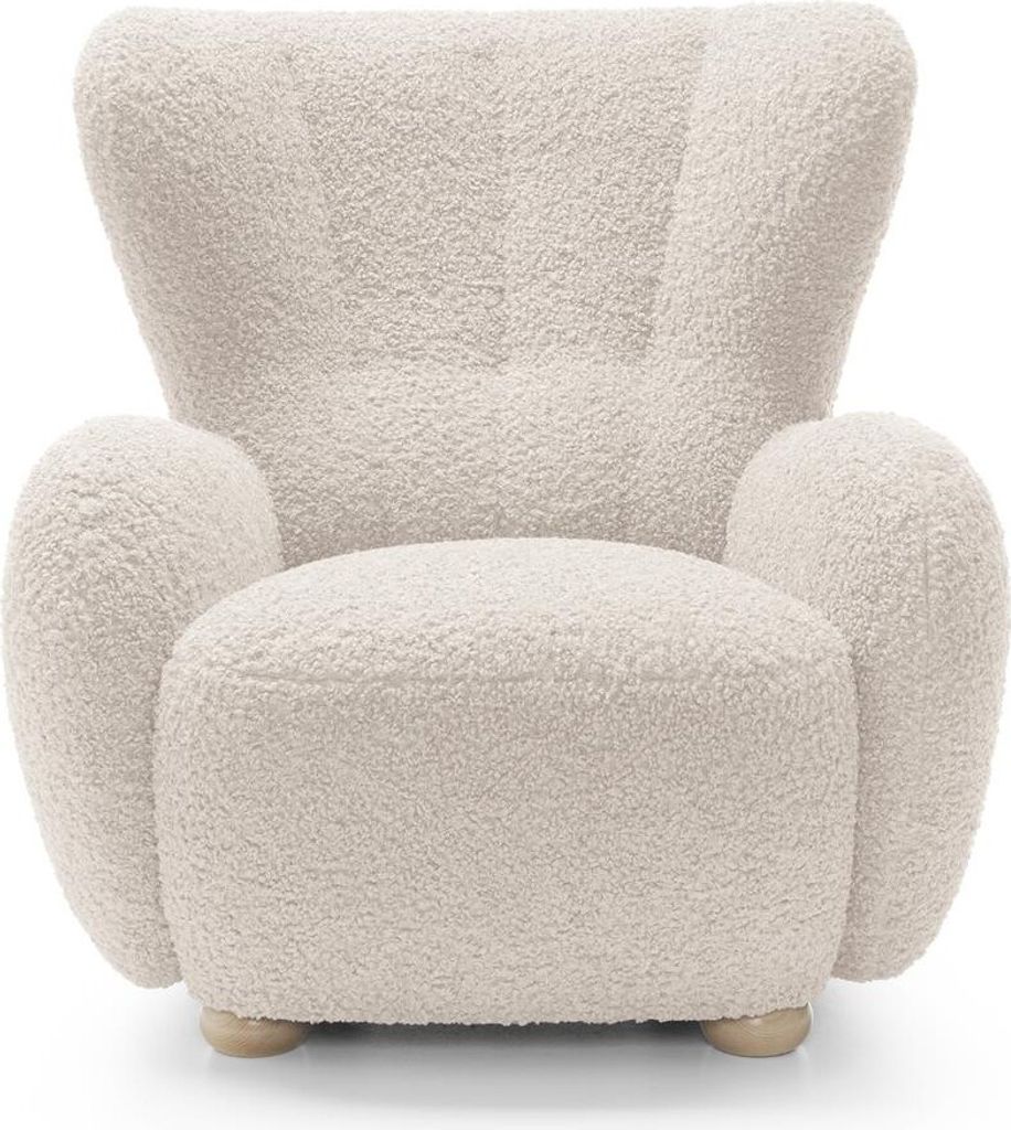 BETTSO TEDDY Boucle Soft Sessel mit hoher Rückenlehne Creme