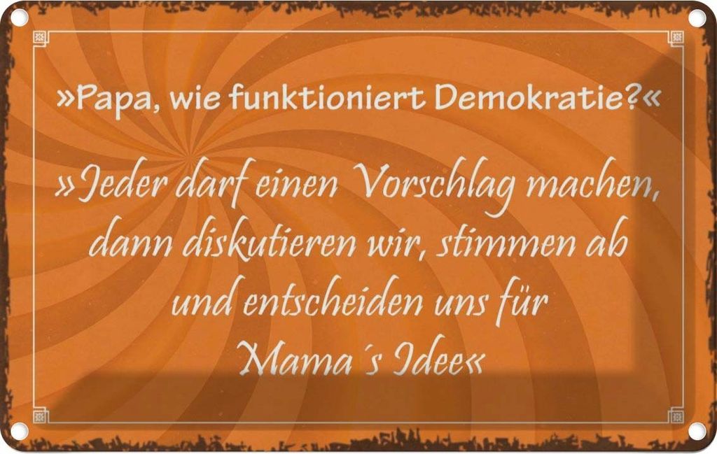 vianmo Blechschild 20x30 cm Papa funktioniert Demokratie Familie Freunde