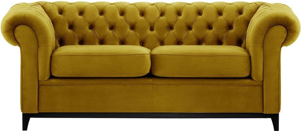 Dreisitzer-Sofa Chesterfield Wood-Velluto 9-black
