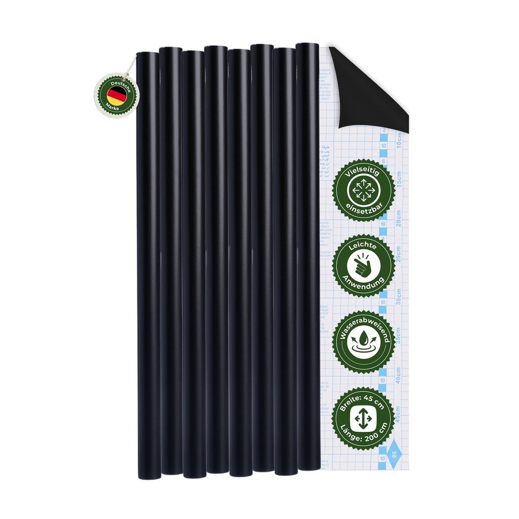 Klebefolie Klebefolie Möbel – Möbelfolie selbstklebend Schwarz 2er Set, 2 x 45 x 200 cm, zuschneidbar, rückstandsfrei entfernbar – Veluxis