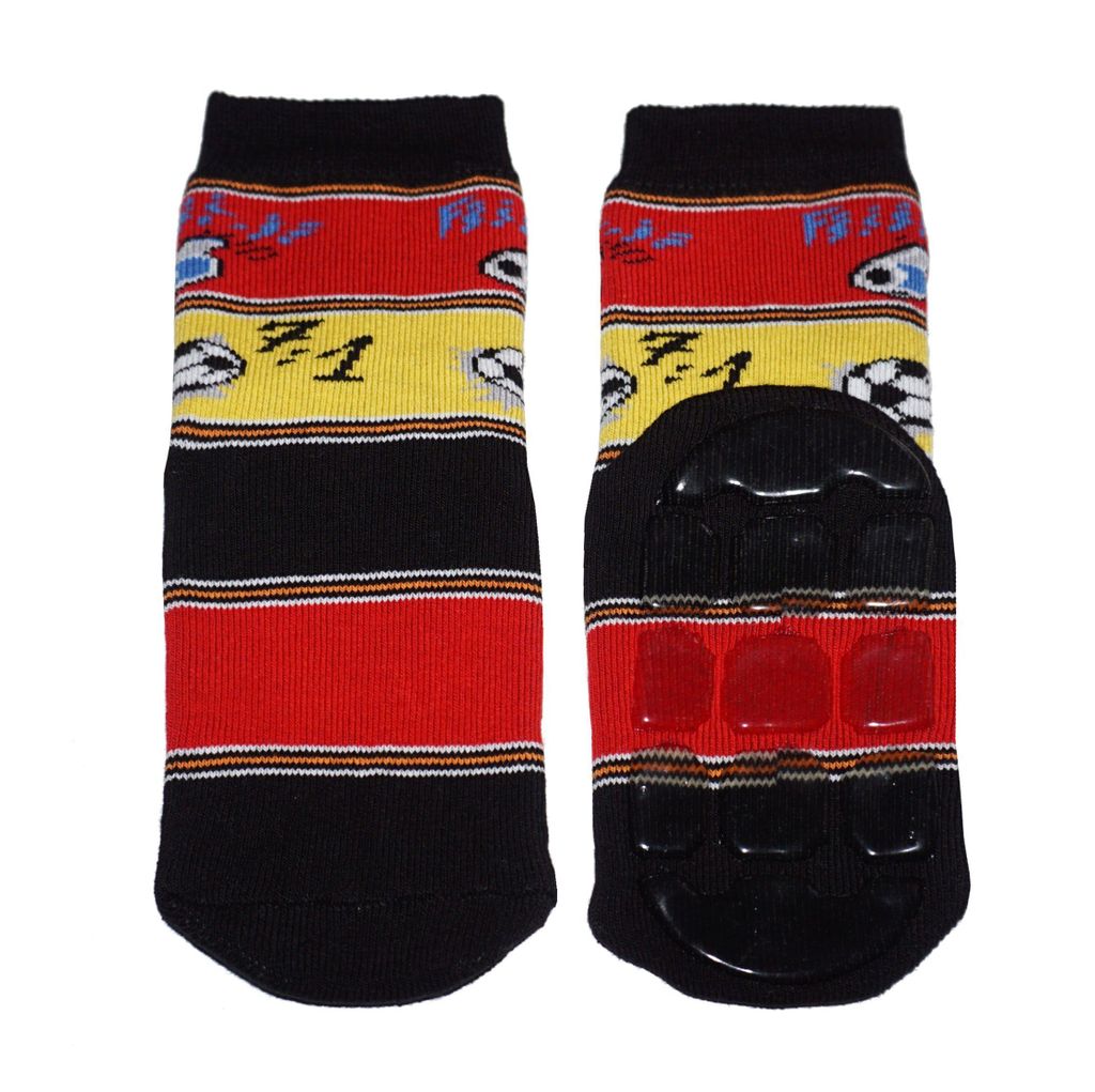 Kinder ABS-Socken aus Baumwolle Fußballspiel Schwarz-Gelb Größe 35-38