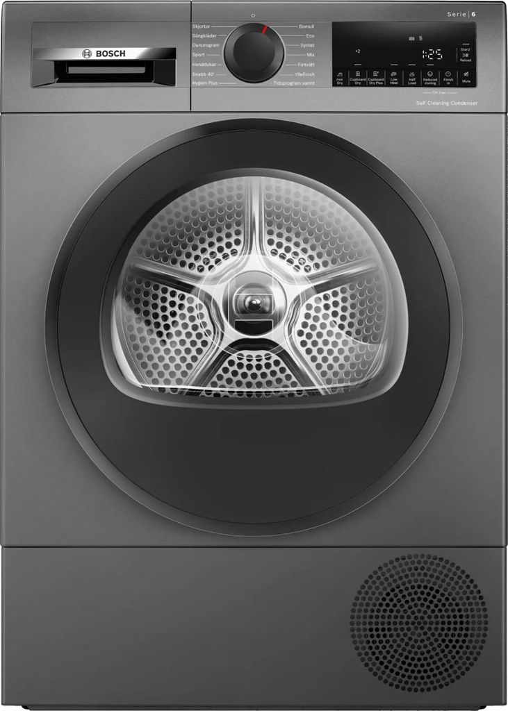 Bosch Dryer Machine with Heat Pump | WQG245DXSN | Energy efficiency class A+++ | Front loading | 9 kg | Condensation | LCD | Depth 61.3 cm | Grey