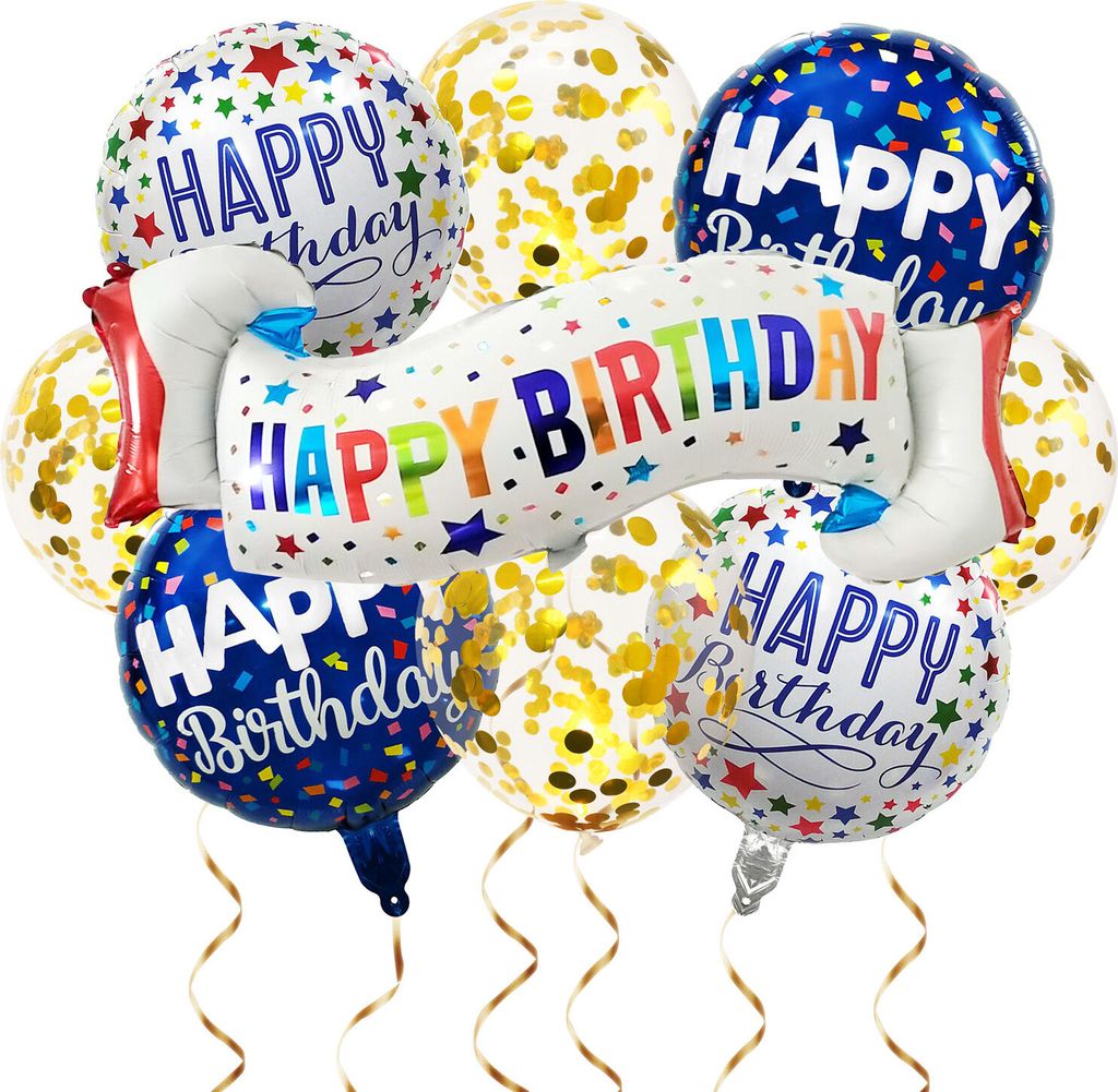 Oblique Unique Happy Birthday Geburtstag Deko Set - Folien Ballons + Konfetti Luftballons für Kinder Geburtstag Jubiläum