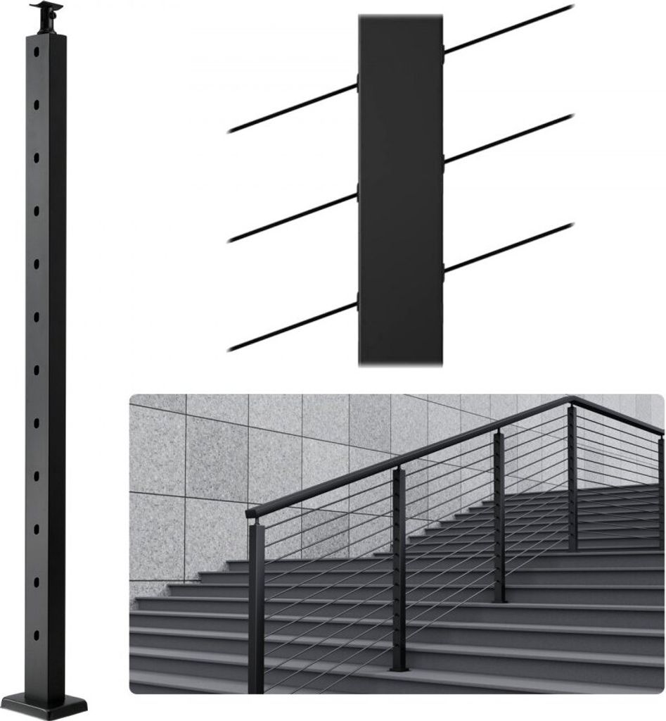 Geländerpfosten 106,68x2,54x5,08cm - 30° abgewinkelt - Loch für Pfosten - 1 Stück - Hochwertige Geländerstangen - Robust und langlebig