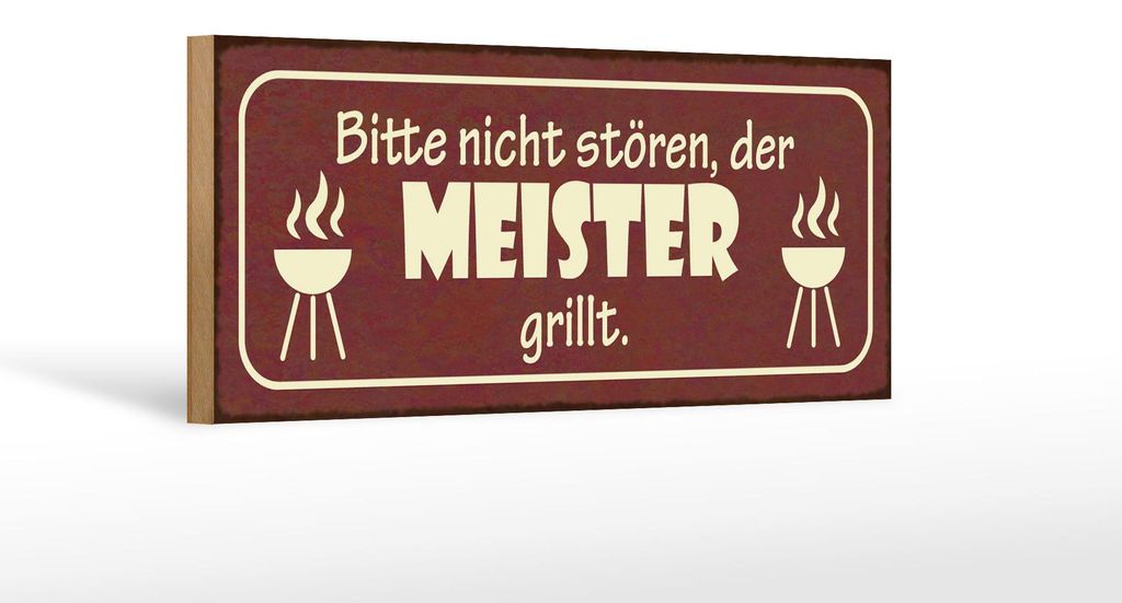 Holzschild Spruch 27x10cm nicht stören der Meister grillt Produktbild 