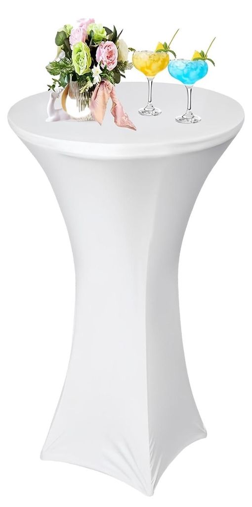Set mit 1 dehnbarer Tischdecke für Stehtische, unten verstärkt, mit quadratischen Ecken, für Bars, Hochzeiten, Cocktailpartys, Bankette, dehnbar...
