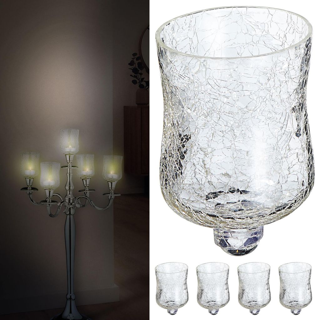 Glasaufsatz 5er Set für Kerzenleuchter 7x10cm Glasgefäß Produktbild 