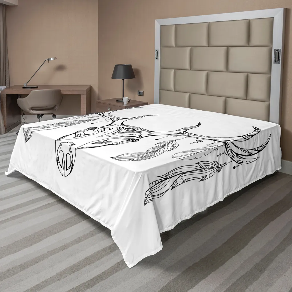 Drap plat cerf ABAKUHAUS 260x228 cm gris anthracite motif bohème chic