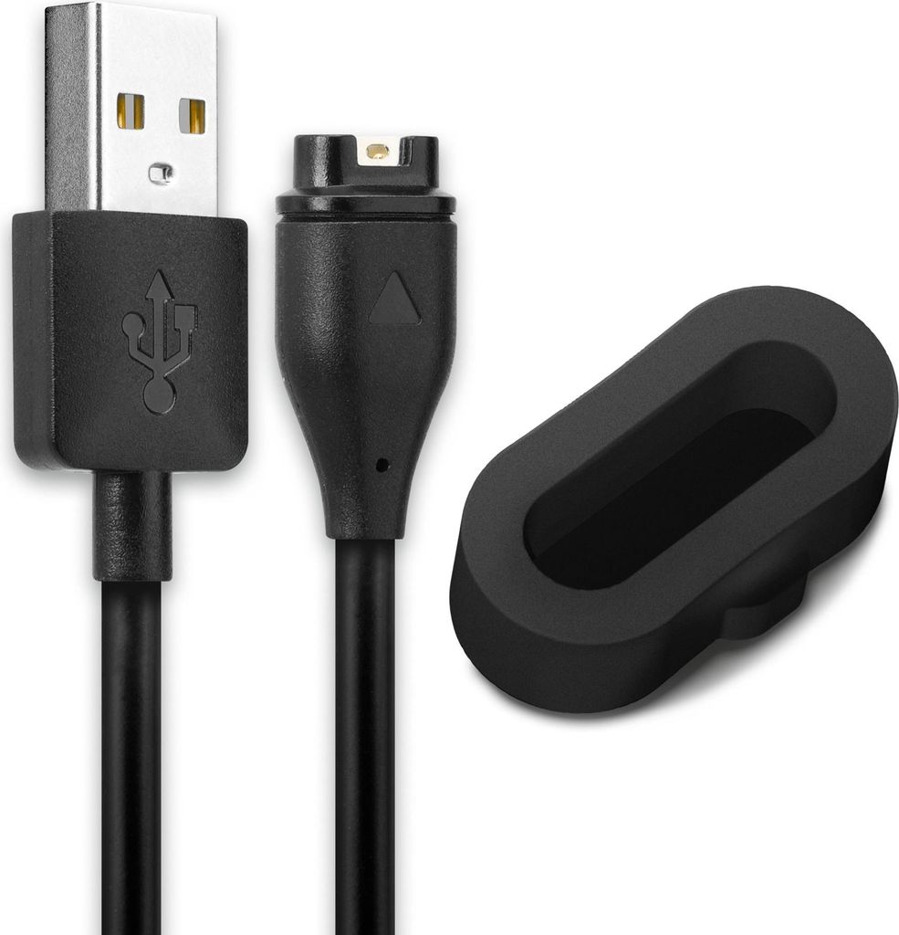 subtel 1m Ersatz USB Kabel + 10x Staubschutzkappe schwarz kompatibel mit Garmin Fenix 7, 6, 6 Pro, 6X Pro, Vivoactive 4, 4S, 3, Forerunner 945, 45,...