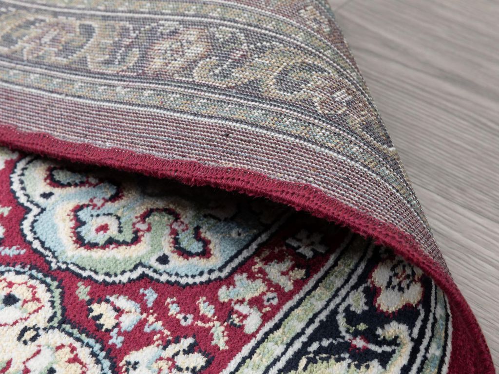 Steffensmeier Kurzflor Teppich Riad | Wohnzimmer | Orient | Pflegeleicht | Ghom Rot , Größe: 95x140 cm