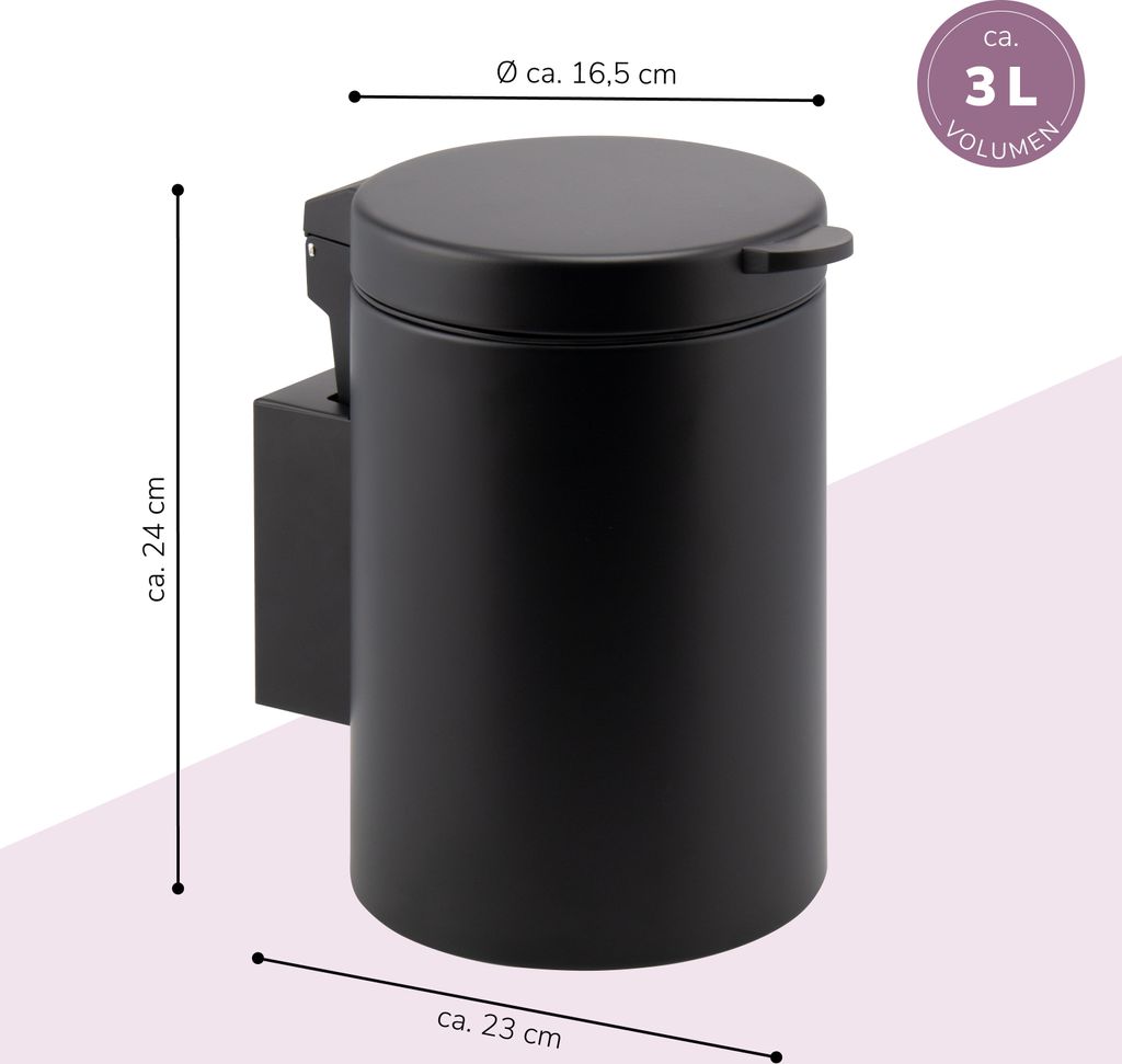 bremermann Wand-Kosmetikeimer 3 l, Badmülleimer Produktbild 7