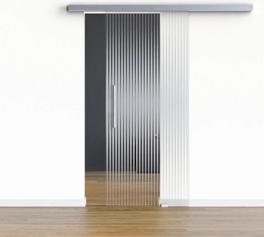 Pertura Glasschiebetür Komplettset Glera Ripple 01 1025x2175 mm Rechts inkl. Beschlag Selir Aluminium Edelstahloptik,Sta