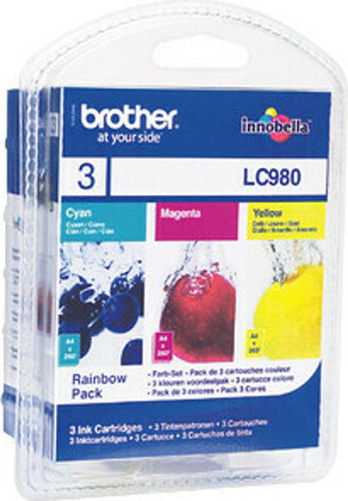 Brother LC980 Rainbow-Pack, Cyan, Magenta, Gelb, Tinte auf Pigmentbasis, 3 Stück(e), Multipack