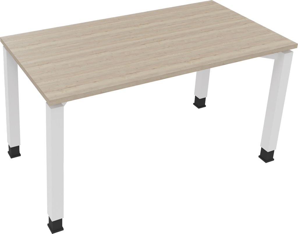 Schreibtisch Vierfuß Quadratrohr B1400xT700xH680-820 ws/Eiche Natur