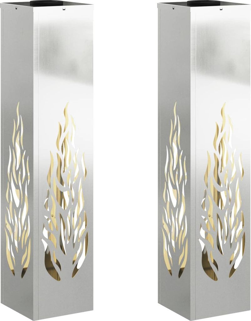 vidaXL Solar LED Weg Licht 2 pcs Silber Galvanisiertes Stahl