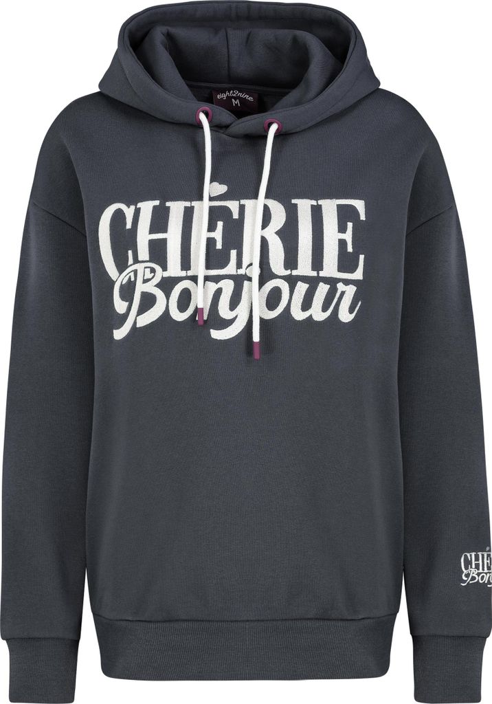 Eight2Nine Kapuzensweatshirt mit Aufdruck und Stickerei Größe: L