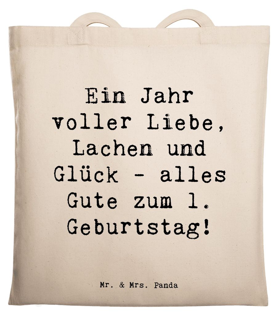 Mr. & Mrs. Panda Tote Bag Spruch 1. Geburtstag Liebe Lachen Glück - Transparent - Geschenk, Alles gut zum, Familienglück, Ein Jahr voller, Jutebe...