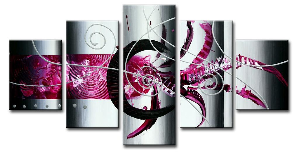 5596 Leinwandbild Abstrakt Pink 5-teilig 160x80 cm