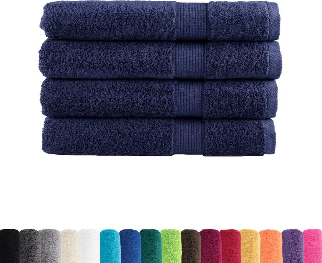 vidaXL Premium Handtücher SOLUND 4 Stk. Marineblau 100x200 cm 600 g/m²