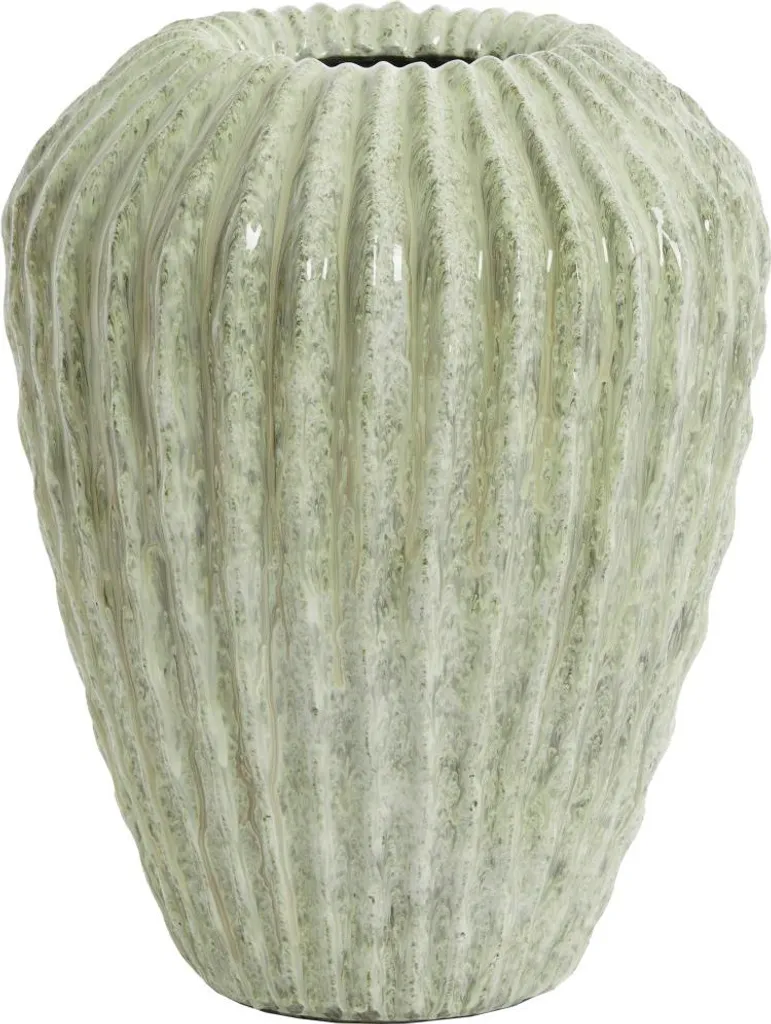 Vase en pierre vert menthe Ø29 cm CACTI : robustesse et design minéral