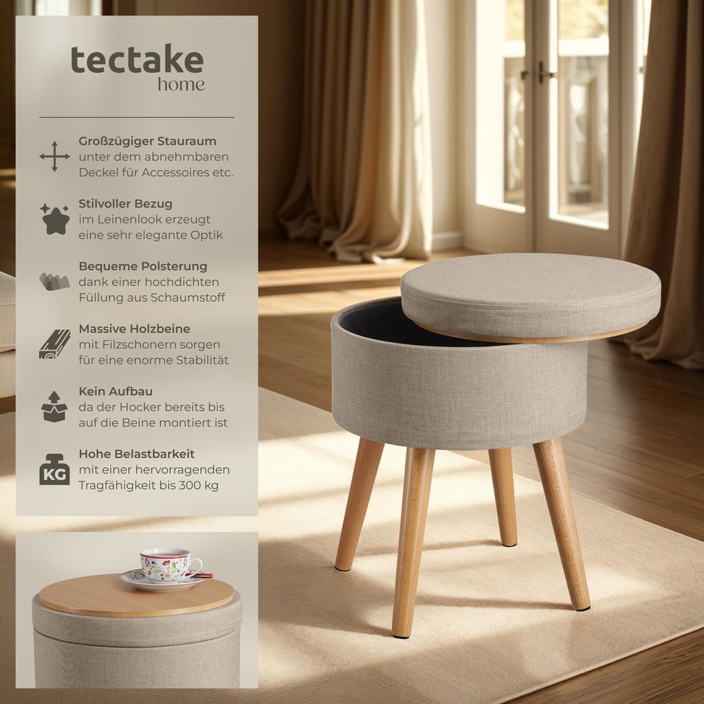 Stolička s úložným priestorom Yara 42,5 x 42,5 x 45,5 cm Obrázok produktu 2