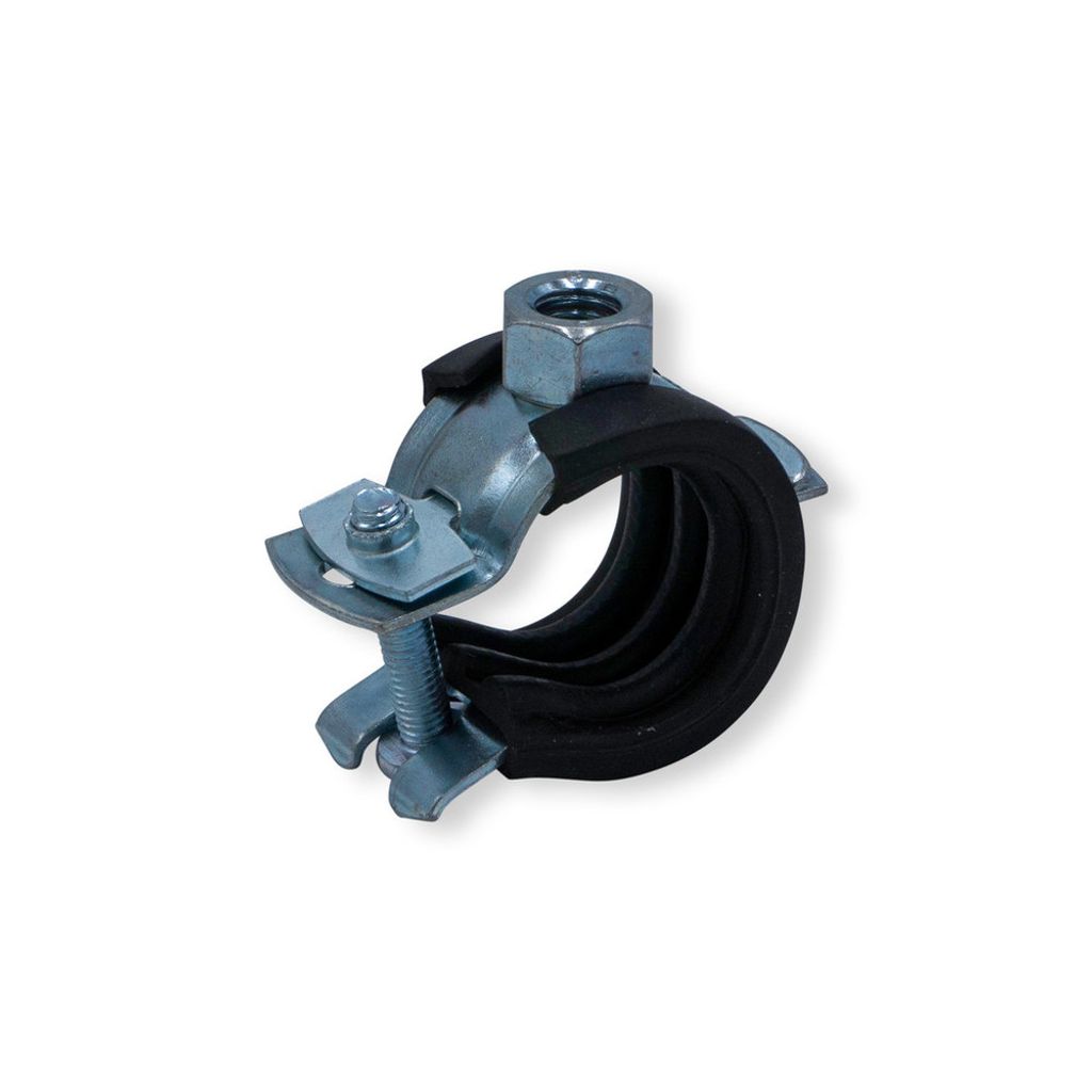 Gelenk Rohrschelle mit Kippschraube + Schallschutz für Rohr, Größe 15 - 19 mm