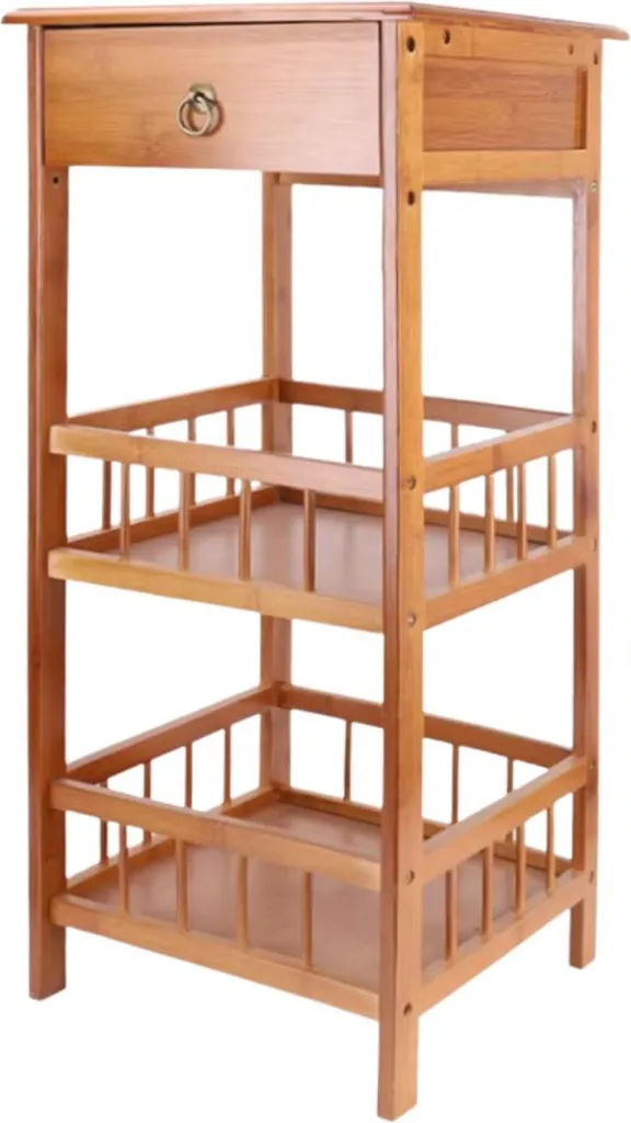 Comodino Bambù Rustico per Camera e Soggiorno - Altezza 78cm